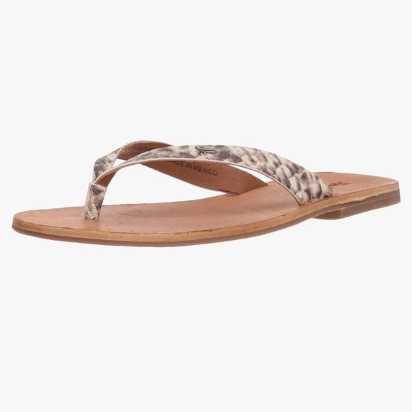 🌵Gorgeous Frye Ally Logo Flip Flop Grey Snake Sz 10 NEW - Picture 4 of 4